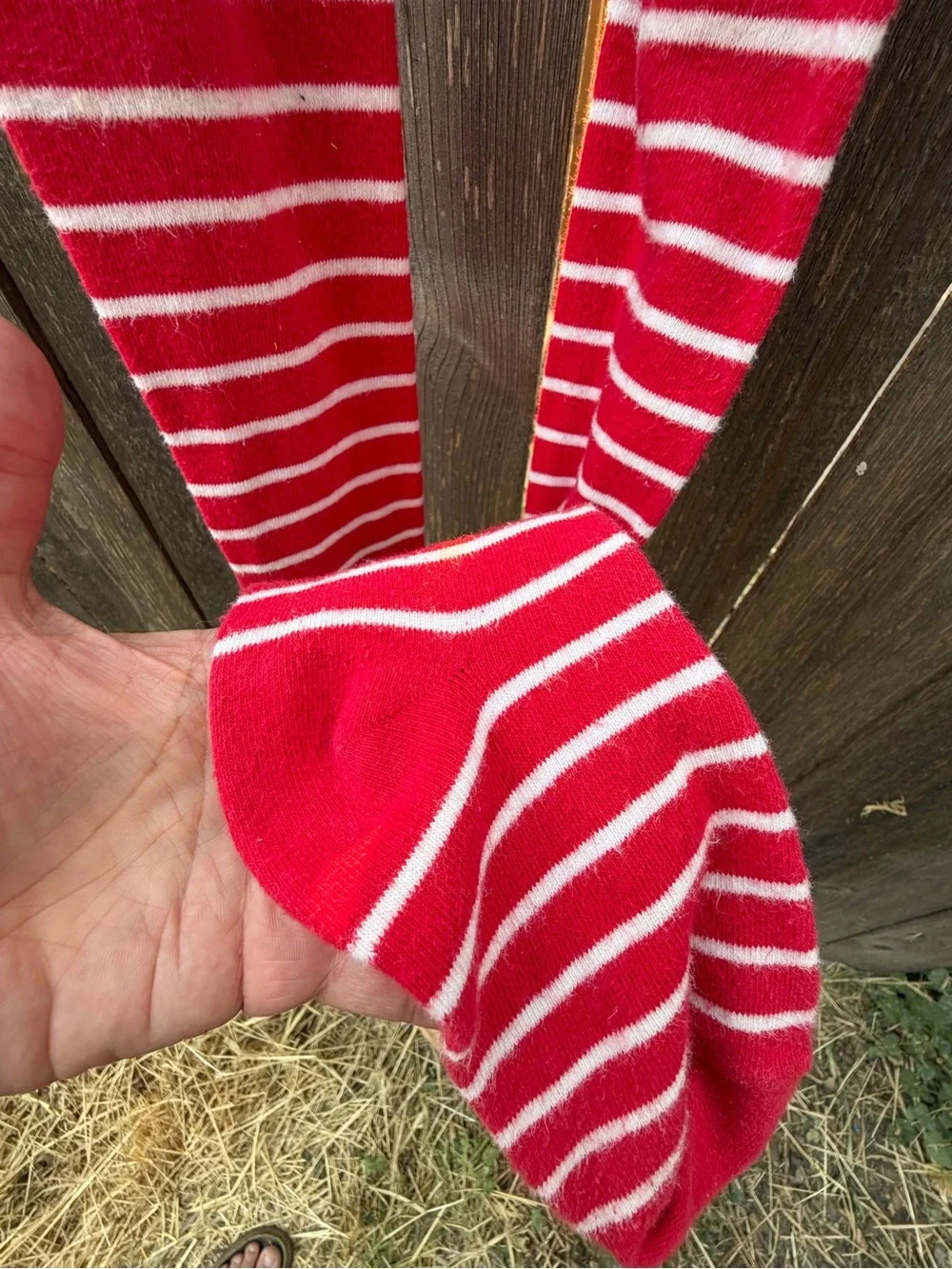 Size 8-10 Polarn O. Pyret Red Striped Tights - like new